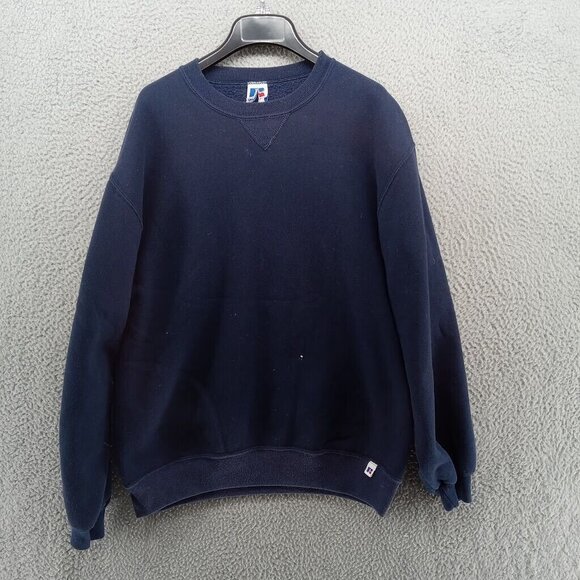 Vtg Russell Athletic Sweatshirt Mens Large Navy Blue Crewneck USA‎ Tag - Picture 1 of 9